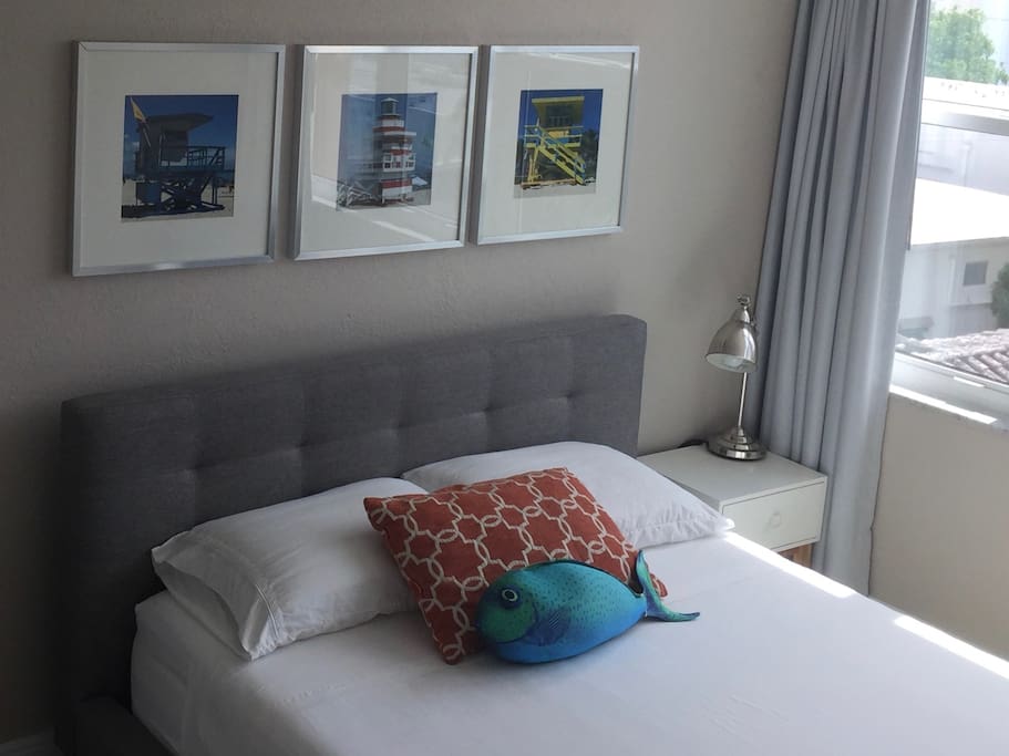 Your bedroom, with a brand new and comfortable queen size bed and mattress.
