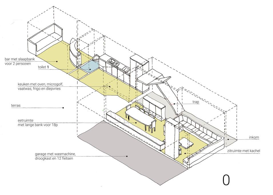 3D van gelijkvloers van Villa Louis