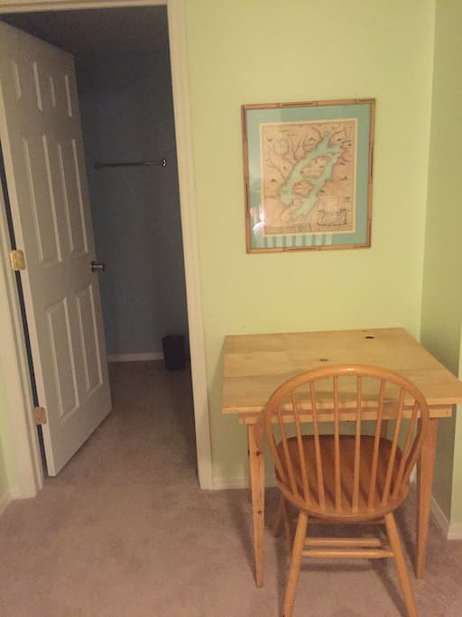 Desk with chair in bedroom