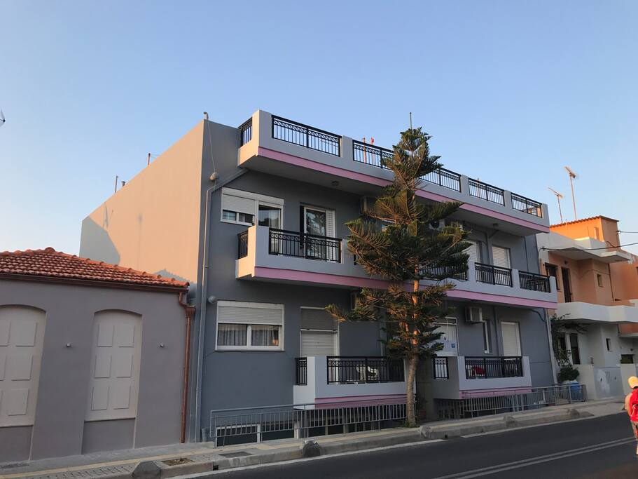 Apt1 is a street side apartment and on this photo it's the lower right balcony.