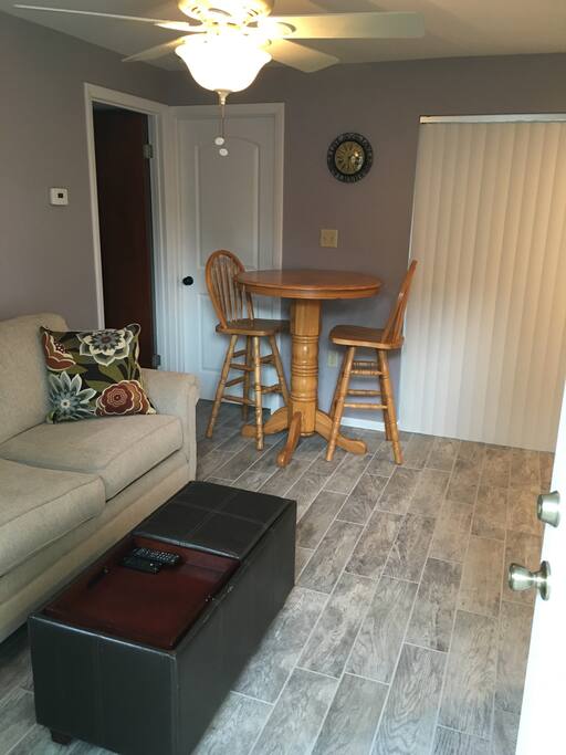 The guest suite is just steps away from a relaxing dip in the swimming pool.