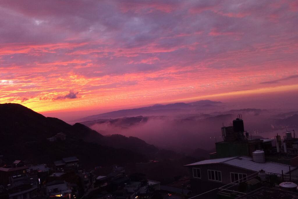 景觀陽台夕陽