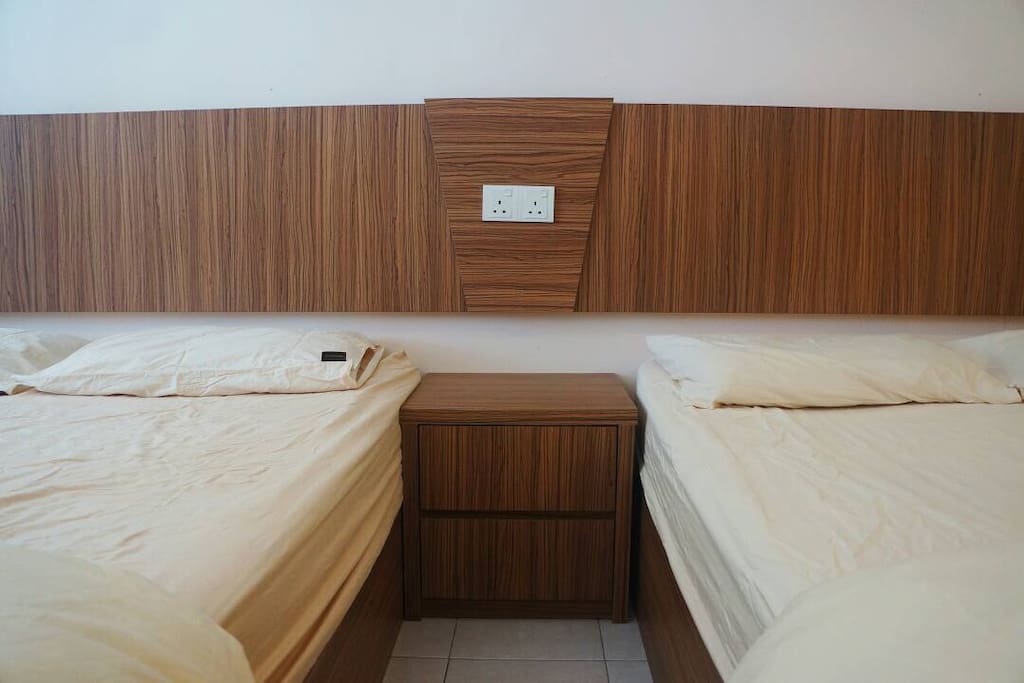 First and second queen size double beds.