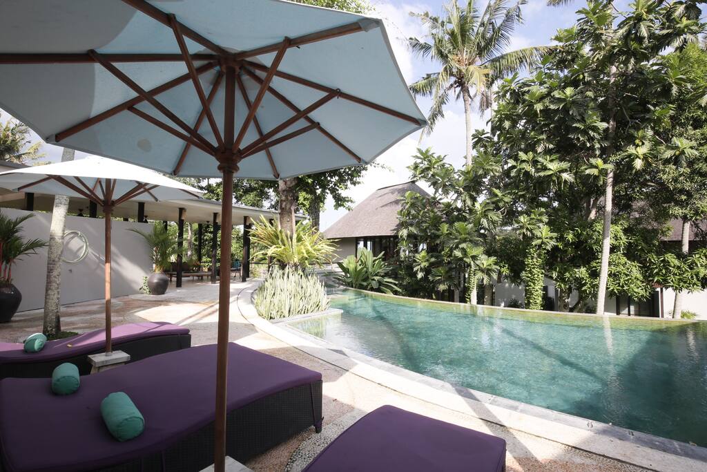 Poolside lounging area