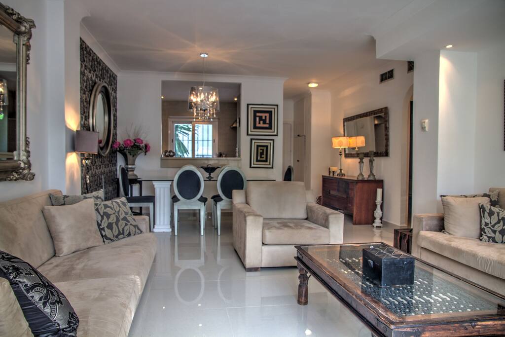Well appointed luxury living room and dining room