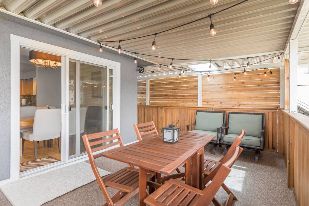 There are two comfy patio chairs to enjoy the day or the night.