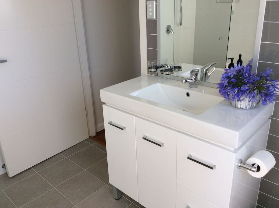 Vanity in bathroom.