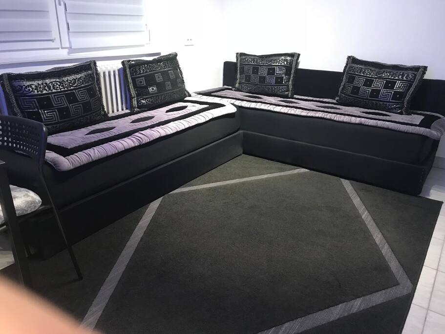 Deuxième pièce salon cuisine avec sofa 2x1 lits (aussi 1x2 places )