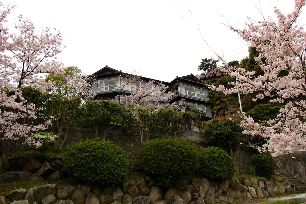 Traditional Japanese inn on a hiltop