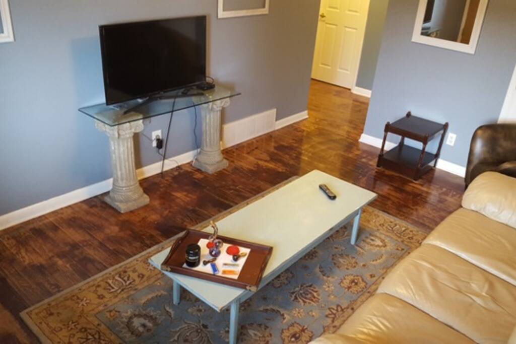 Living room with new 40 inch smart TV