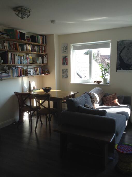 Light and airy living room and kitchen space