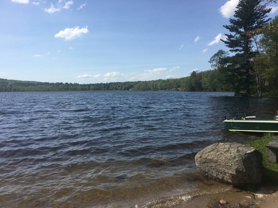 adjacent private natural fed lake.
