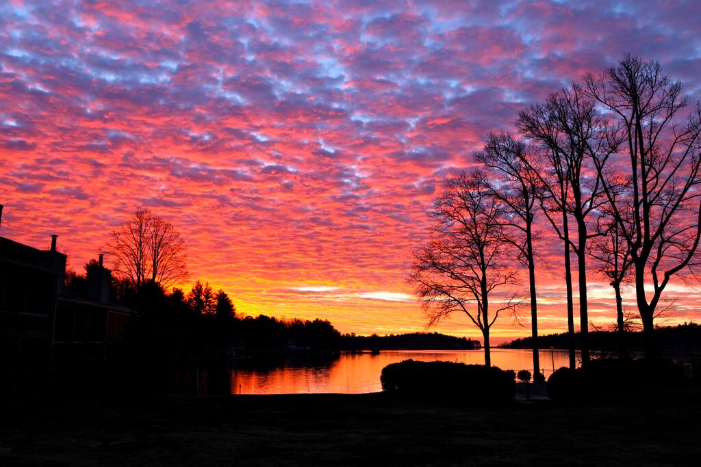 Sunrise over Lake Toxaway from our screened porch