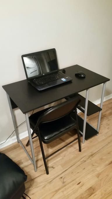 Laptop workspace is provided. (Laptop not included)