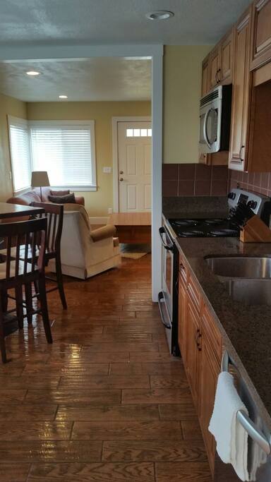 Kitchen looking into the living room.