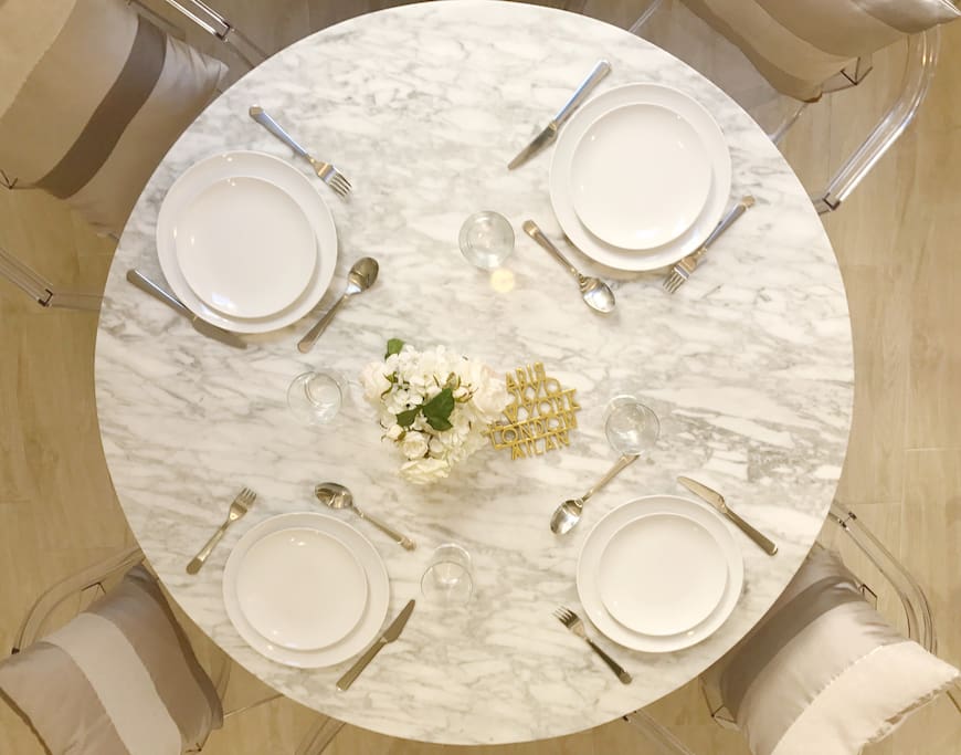 Beautiful marble table to welcome