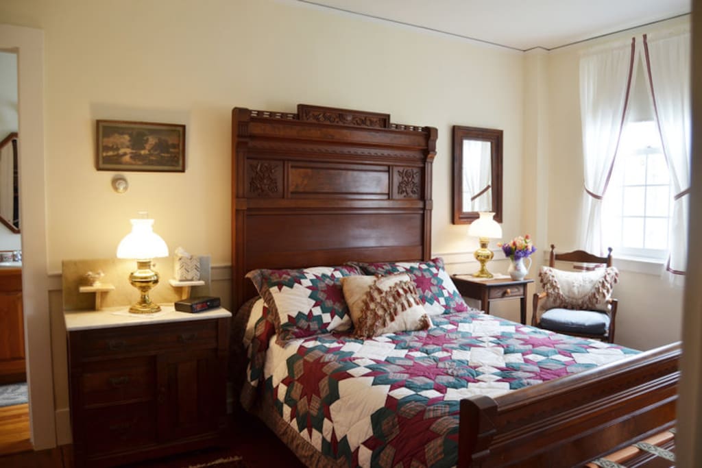 Enjoy a peaceful rest in this lovely appointed room featuring a full-sized bed and private bath.
