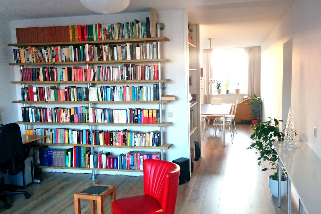 Bookcase - many books in English, too.