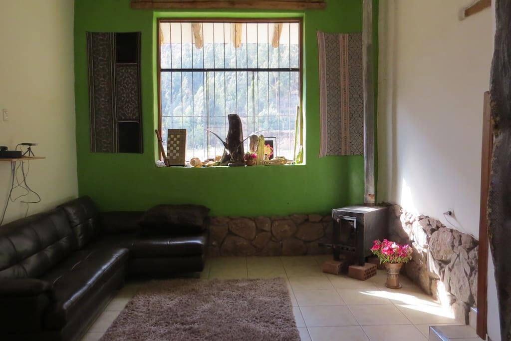 Common living area with fire stove