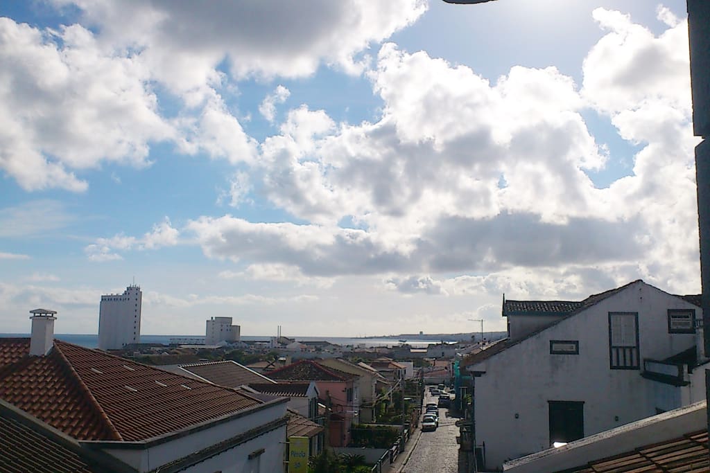 Extended view of Ponta Delgada bay from the balcony
