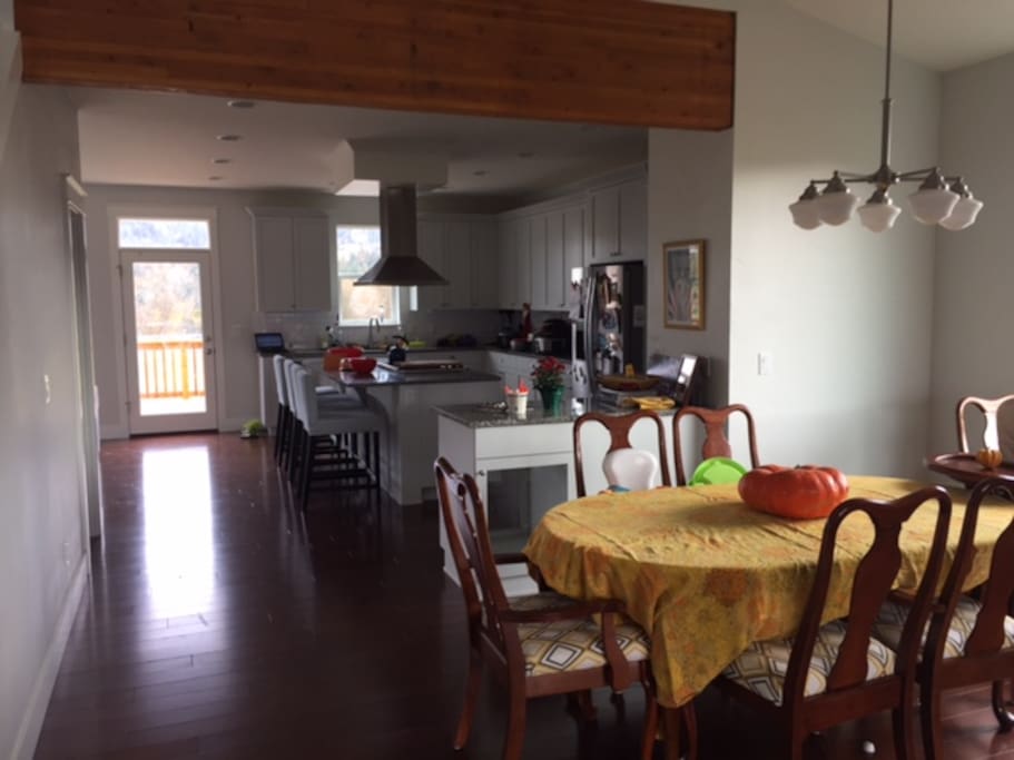 Downstairs is centered around the kitchen.