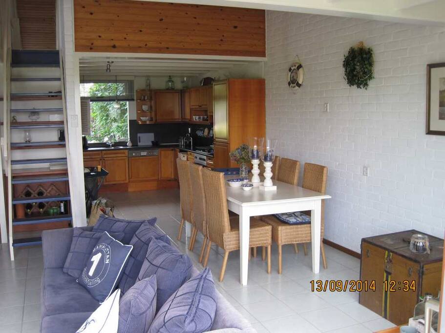 View to Poggenpohl kitchen and stairs to two bedrooms; one on either side.