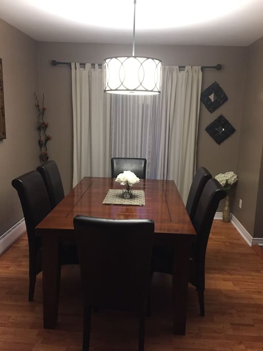 Dining room, large table and work space.