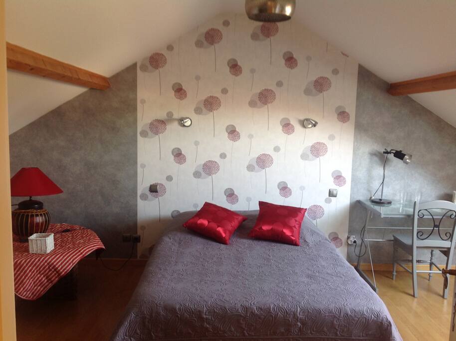 Chambre spacieuse et lumineuse accueillant 2 personnes .