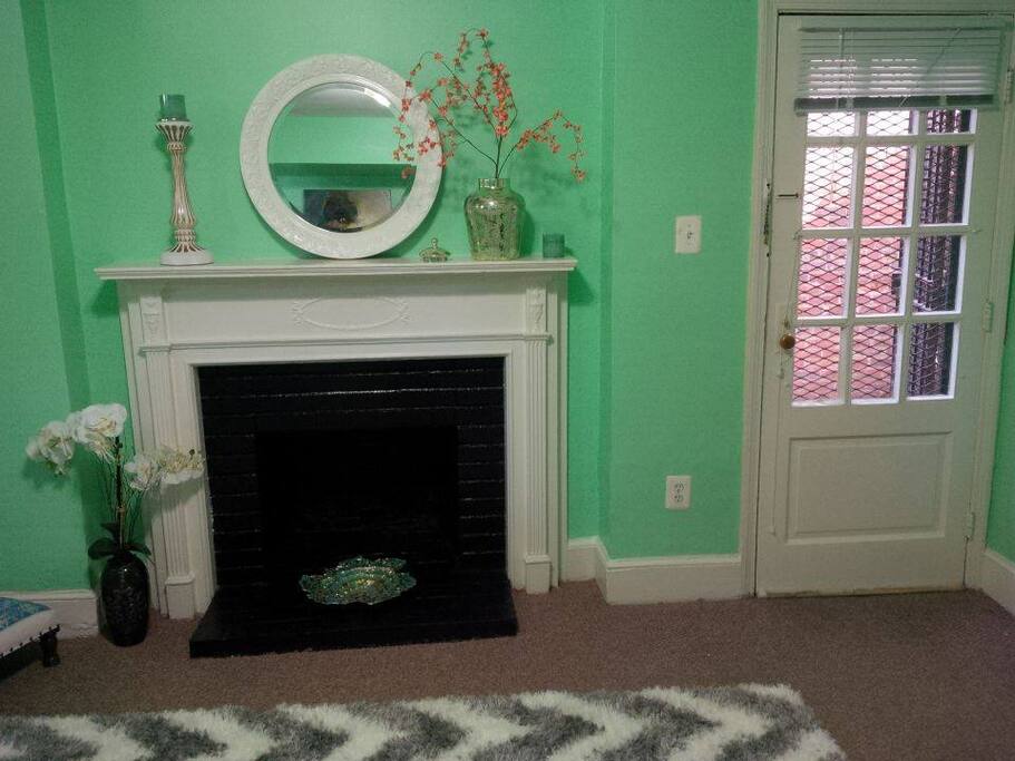 Decorative fireplace.