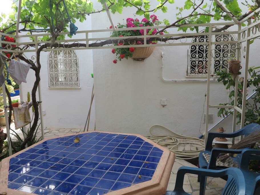 table à mangé sous la vigne