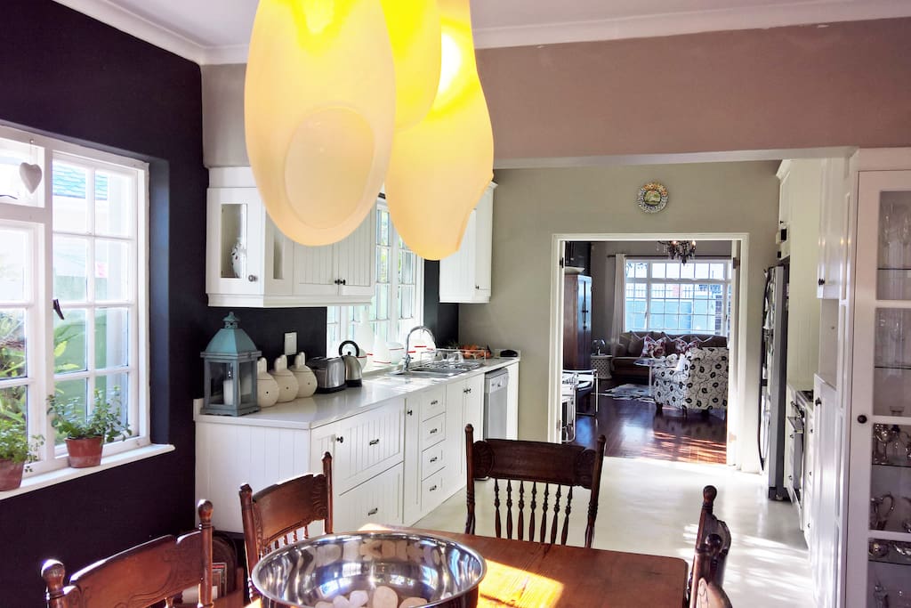 Kitchen onto open plan lounge