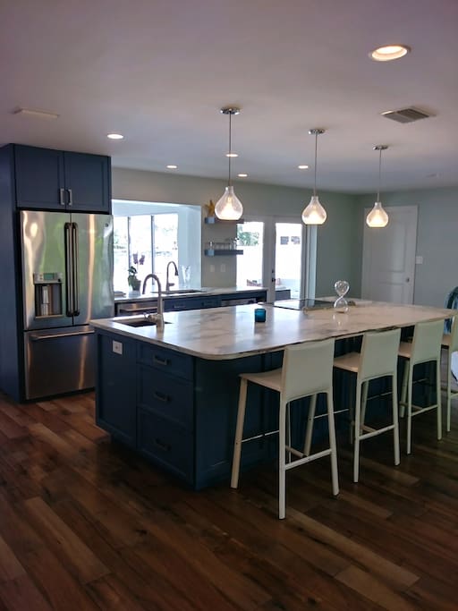 Luxury Custom Kitchen with 10 foot private kitchen island - room for the whole family!