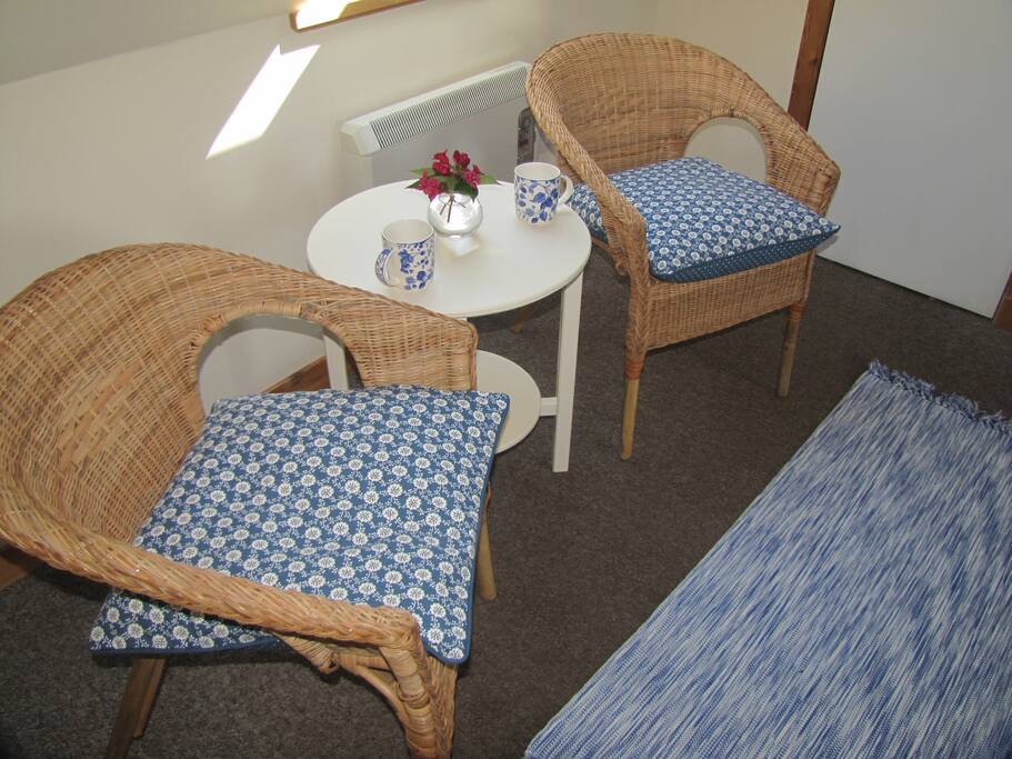 New easy chairs and table in the Scarba room