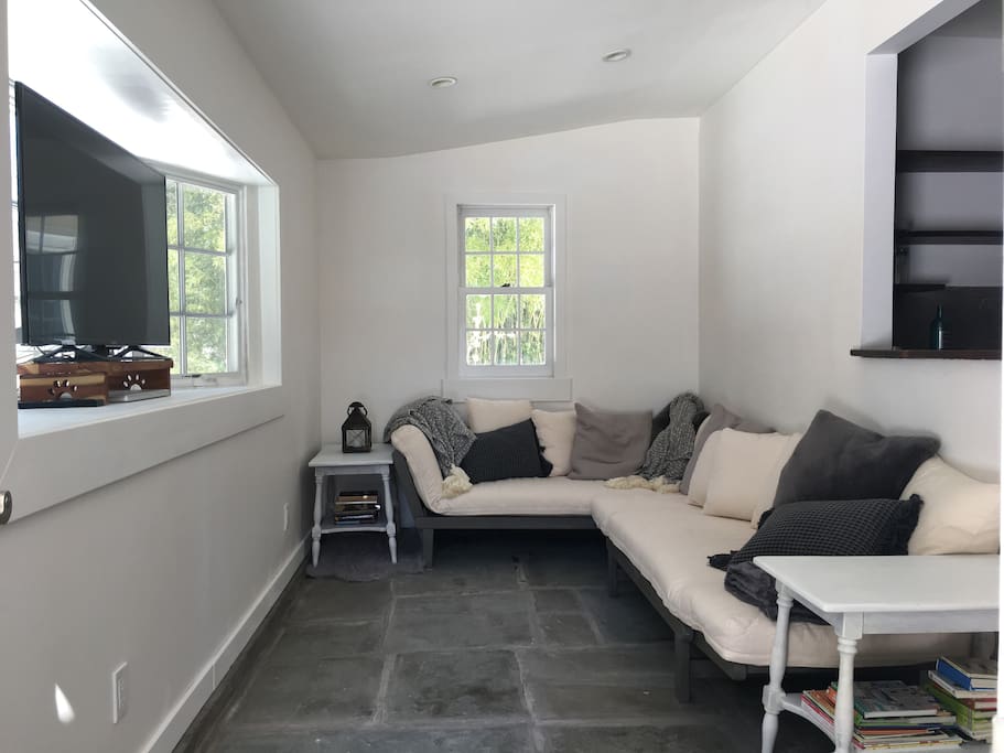 Lounge in our cozy, clean tv room