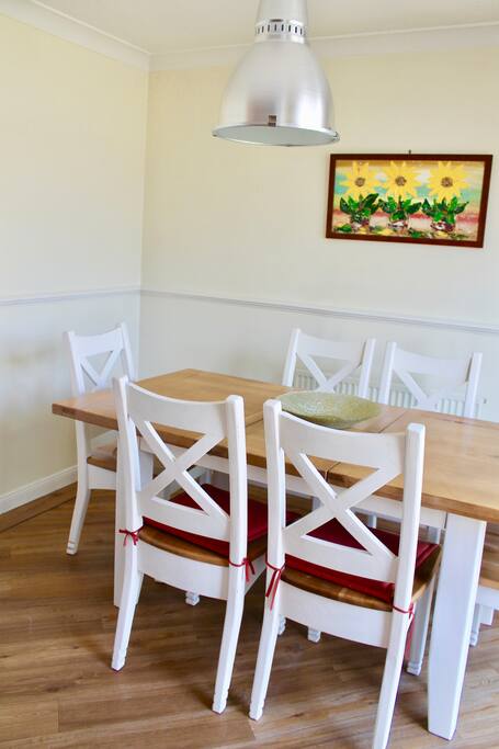 French doors open from the dining area to the patio.