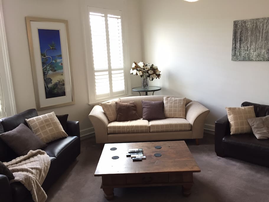 Lounge room includes two leather double sofa beds which can sleep an additional 4 people