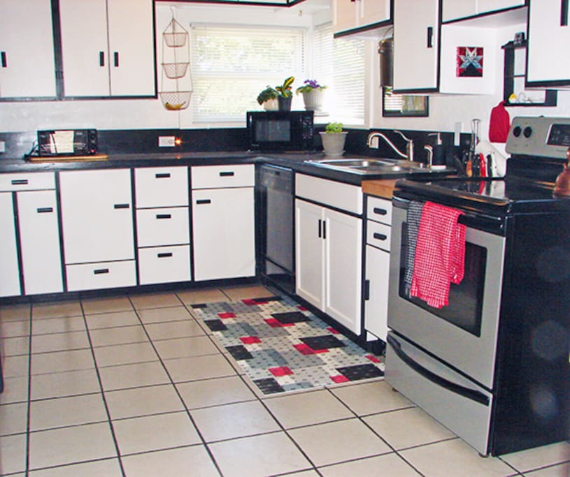 We had fun remodeling this kitchen with a retro look