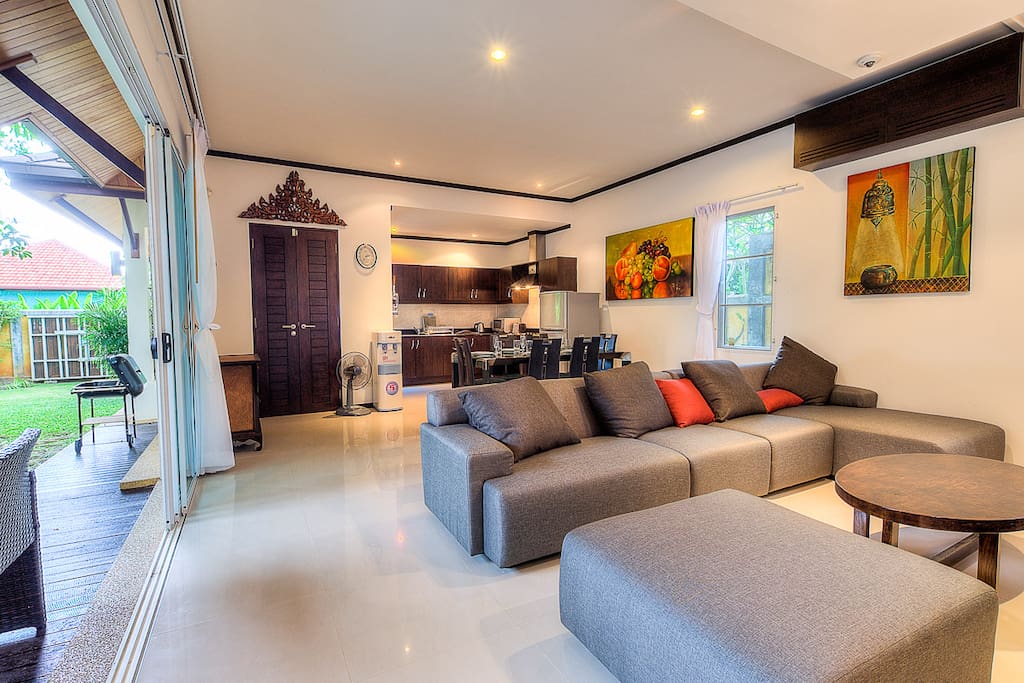 Slide Door connected with Living Room and Swimming Pool.