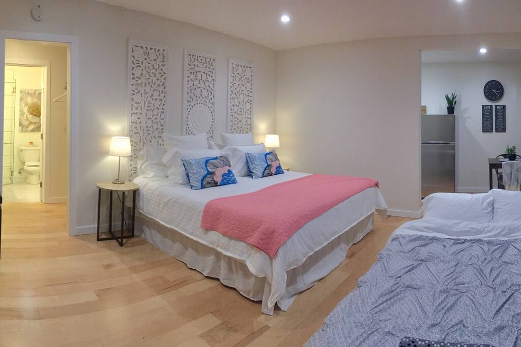 Sofa made into full size bed.