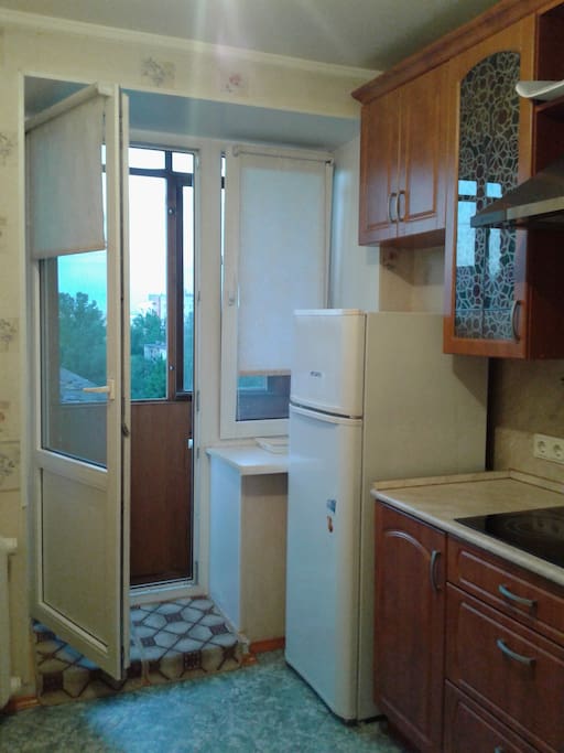 kitchen with balcony