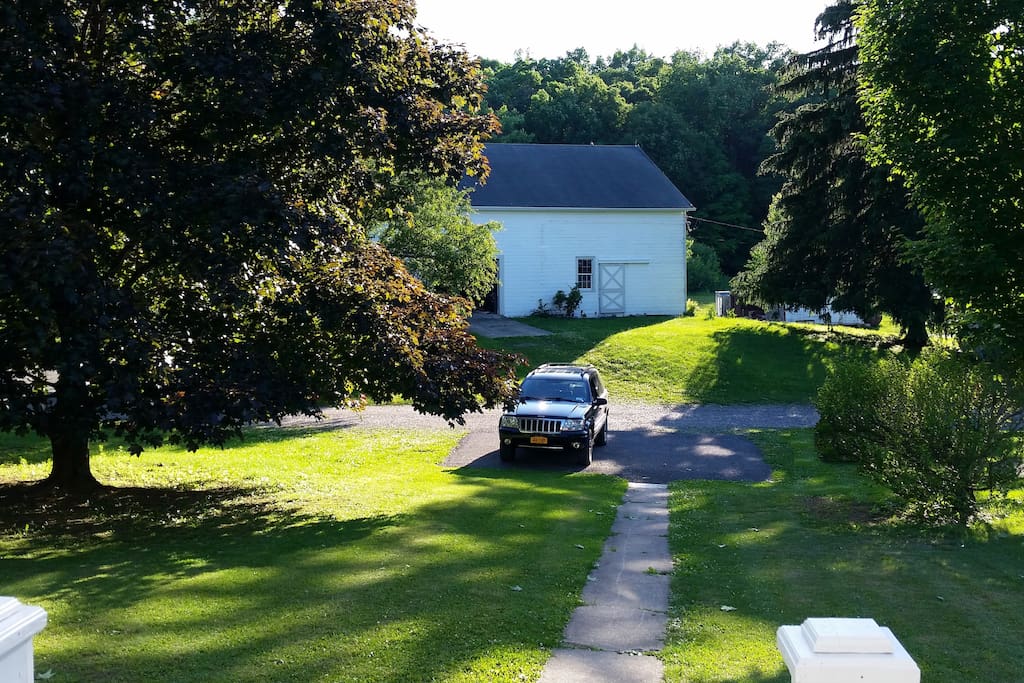 View from the front porch. Spacious lawn and privacy.