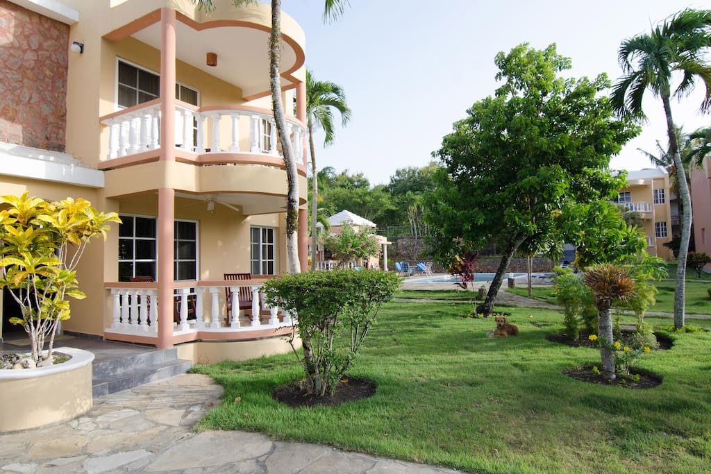 there are 8 townhouses, same construction but different furniture and decorations