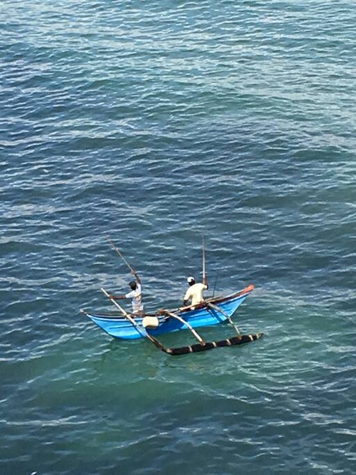 Rod fishing from man-powered boat, Back Bay