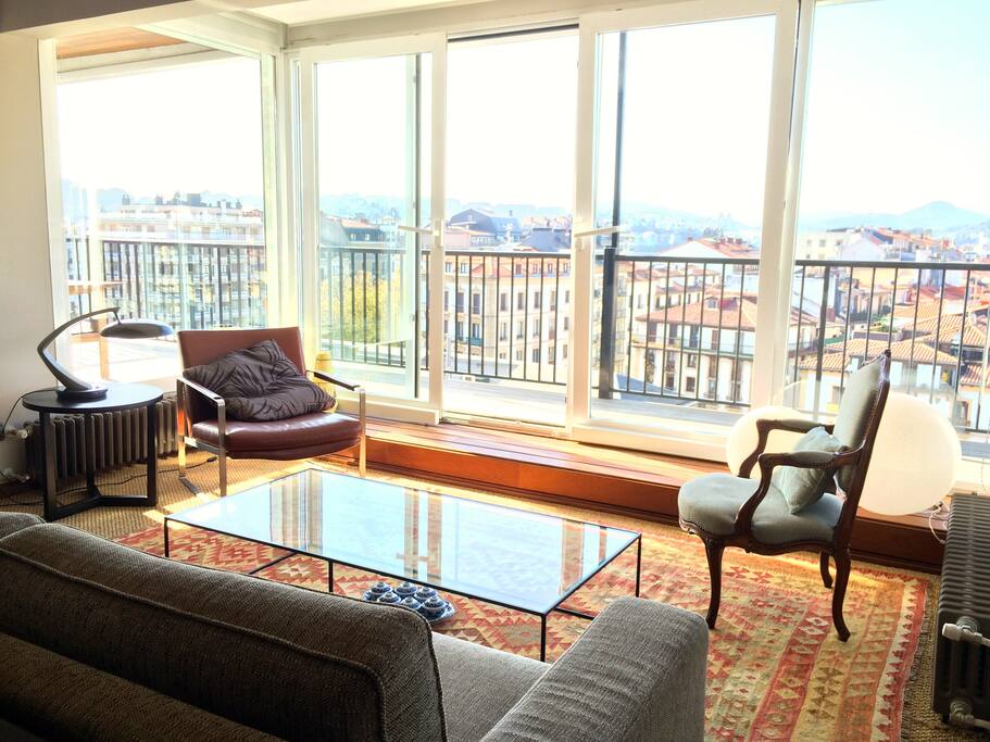 Brightly lit living room