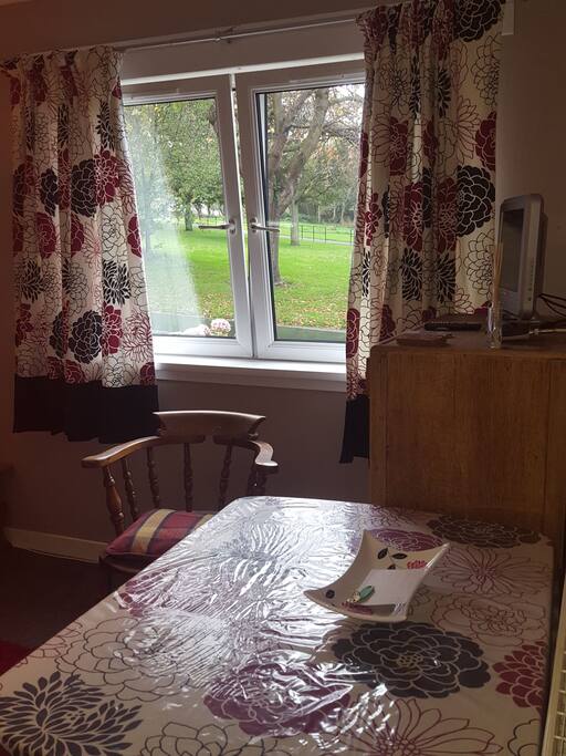 matching table cloth and curtains