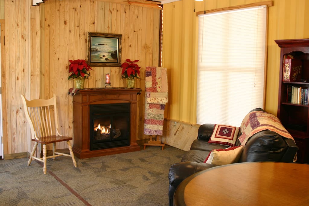 Cozy up for a fireside chat.