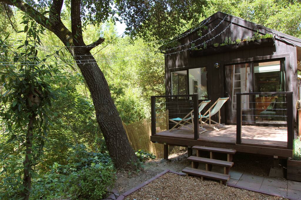 Enjoy a book, glass of wine or some quiet time on the deck overlooking the stream.