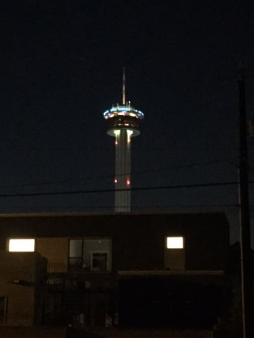 View of the Tower of the Americas from front porch