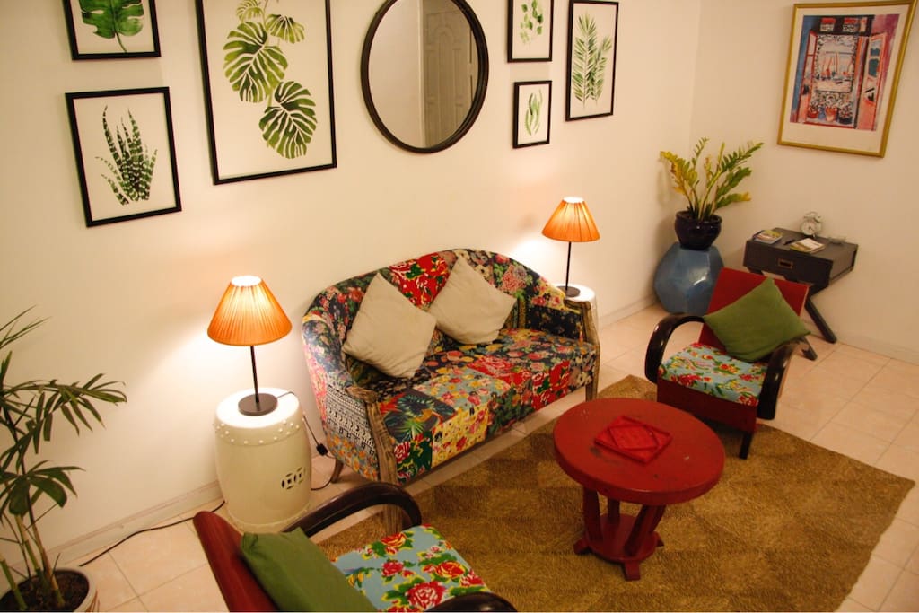 Living room with cozy and charming staying