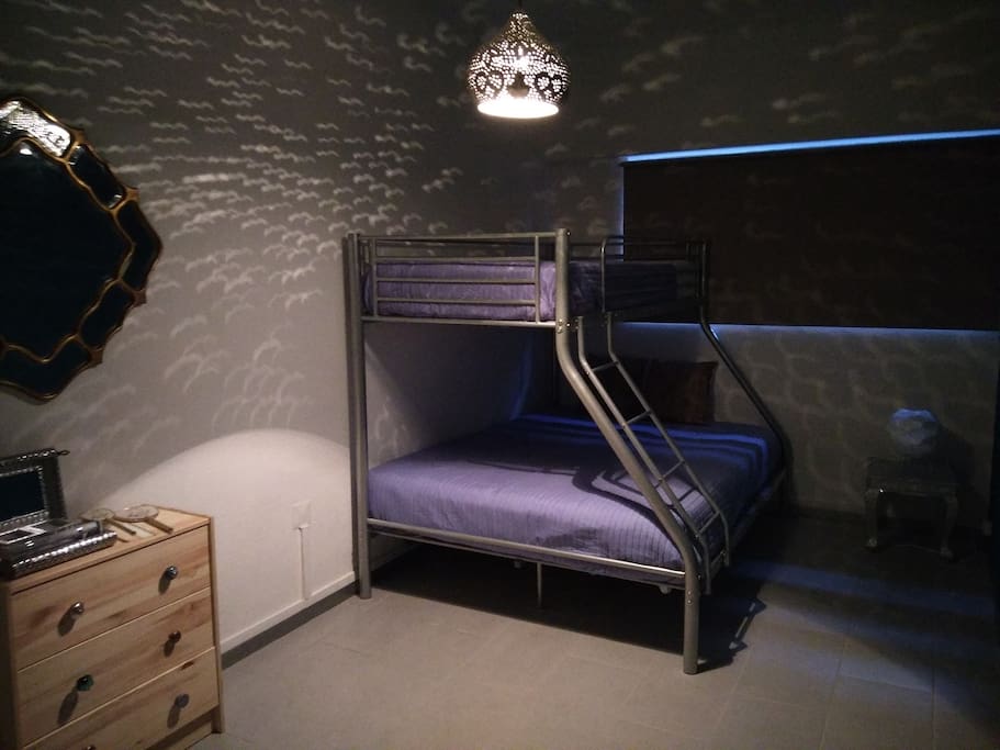 Bedroom with Bunk bed (couple bed down + single bed up)